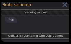 UI аналитической консоли, когда артефакт резонирует